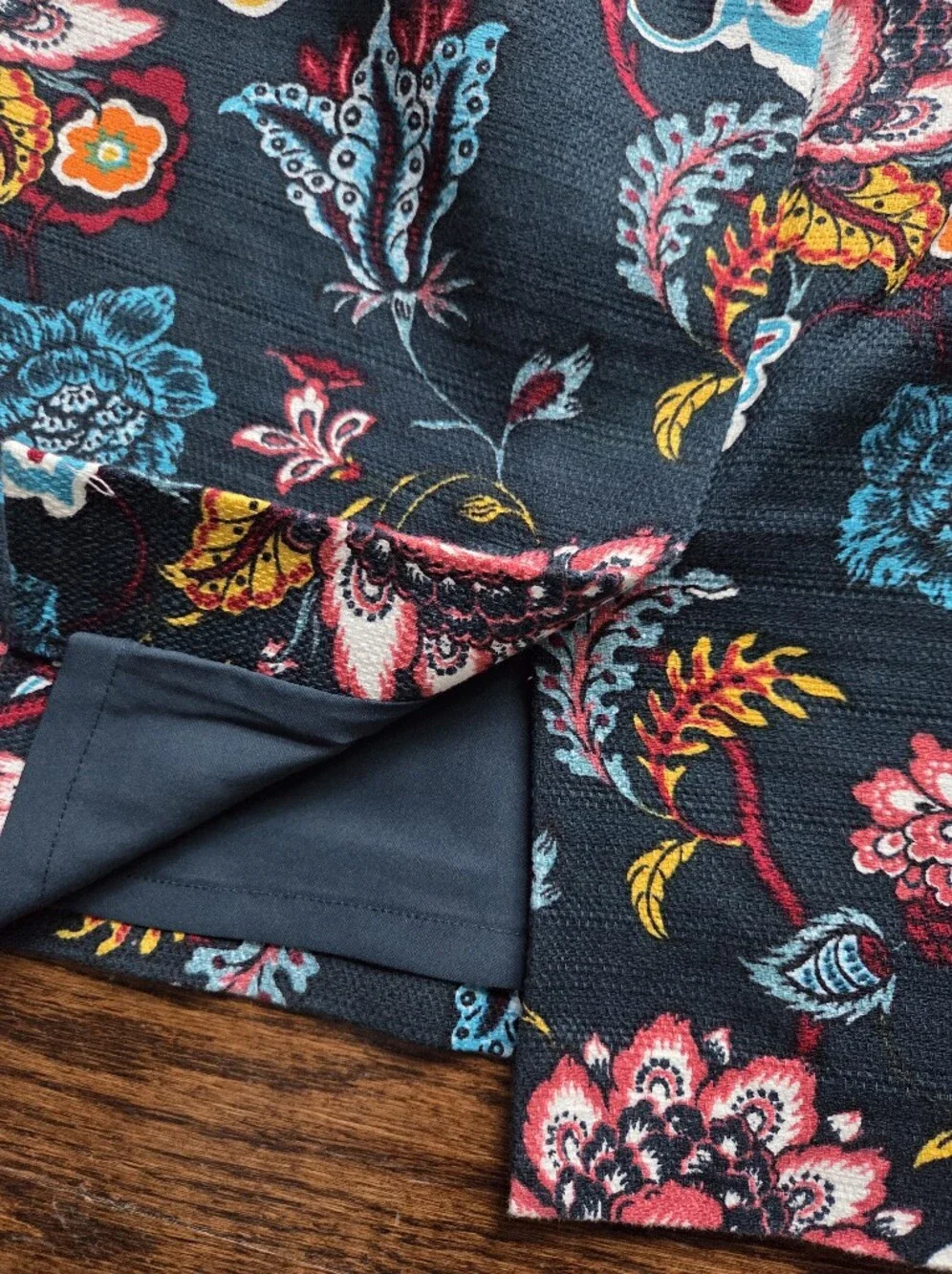 LOFT Jacobean Floral Pencil Skirt Deep‎ Teal/Navy